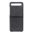 For Galaxy Z Flip Two-color Cow Leather Texture Folding Protective Case(Black)