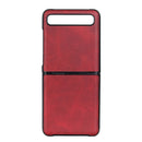 For Galaxy Z Flip Two-color Cow Leather Texture Folding Protective Case(Red)