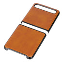 For Galaxy Z Flip Two-color Cow Leather Texture Folding Protective Case(Brown)