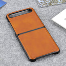 For Galaxy Z Flip Two-color Cow Leather Texture Folding Protective Case(Brown)
