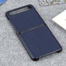 For Galaxy Z Flip Genuine Leather Lambskin Texture Folding Protective Case(Blue)
