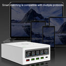 6 in 1 QC 3.0 USB Interface + 3 USB Ports + PD 65W Ports + QI Wireless Fast Charging Multi-function Charger with LED Display, EU Plug(White)