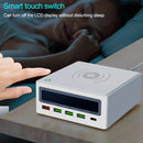 6 in 1 QC 3.0 USB Interface + 3 USB Ports + PD 65W Ports + QI Wireless Fast Charging Multi-function Charger with LED Display, EU Plug(White)
