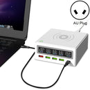 6 in 1 QC 3.0 USB Interface + 3 USB Ports + PD 65W Ports + QI Wireless Fast Charging Multi-function Charger with LED Display, AU Plug(White)