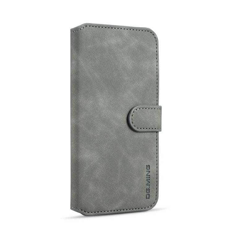 DG.MING Retro Oil Side Horizontal Flip Case for Galaxy A20/A30/M10S, with Holder & Card Slots & Wallet(Grey)