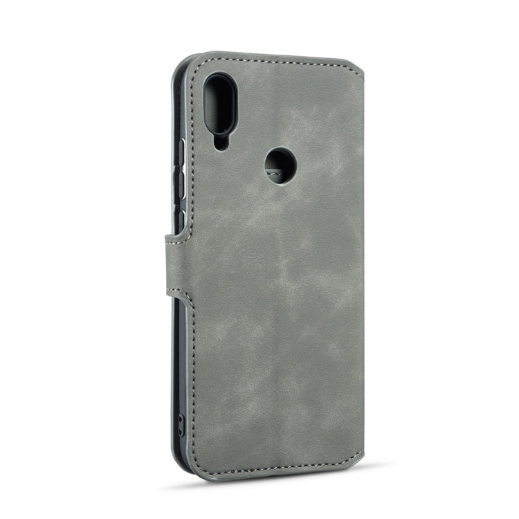 DG.MING Retro Oil Side Horizontal Flip Case for Galaxy A20/A30/M10S, with Holder & Card Slots & Wallet(Grey)
