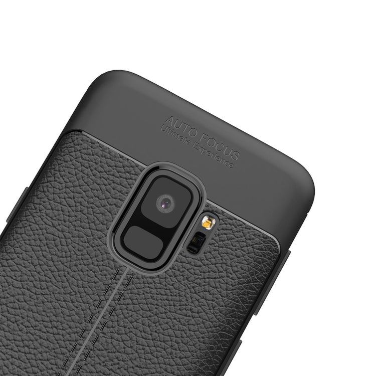 For Galaxy S9 Litchi Texture Soft TPU Anti-skip Protective Cover Back Case(Black)
