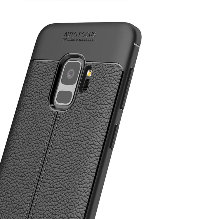 For Galaxy S9 Litchi Texture Soft TPU Anti-skip Protective Cover Back Case(Black)