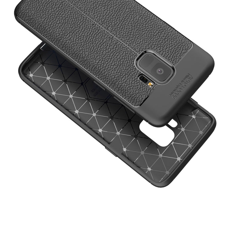 For Galaxy S9 Litchi Texture Soft TPU Anti-skip Protective Cover Back Case(Black)