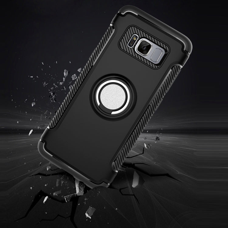 For Galaxy S8 Phone Ring Armor TPU + PC 360 Degrees Rotation Magnetic Phone Ring Stent Combination Case(Black)