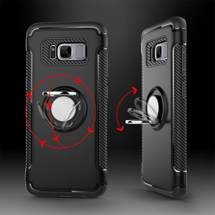 For Galaxy S8 Phone Ring Armor TPU + PC 360 Degrees Rotation Magnetic Phone Ring Stent Combination Case(Black)