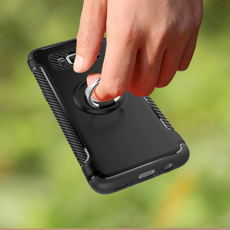 For Galaxy S8 Phone Ring Armor TPU + PC 360 Degrees Rotation Magnetic Phone Ring Stent Combination Case(Black)