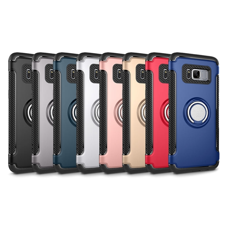 For Galaxy S8 Phone Ring Armor TPU + PC 360 Degrees Rotation Magnetic Phone Ring Stent Combination Case(Black)