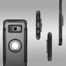 For Galaxy S8 + / G9550 Phone Ring Armor TPU + PC Magnetic suction 360 Degrees Rotation Magnetic Phone Ring Stent Combination Case(Grey)