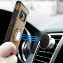 For Galaxy S8 + / G9550 Phone Ring Armor TPU + PC Magnetic suction 360 Degrees Rotation Magnetic Phone Ring Stent Combination Case(Gold)