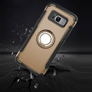 For Galaxy S8 + / G9550 Phone Ring Armor TPU + PC Magnetic suction 360 Degrees Rotation Magnetic Phone Ring Stent Combination Case(Gold)