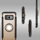 For Galaxy S8 + / G9550 Phone Ring Armor TPU + PC Magnetic suction 360 Degrees Rotation Magnetic Phone Ring Stent Combination Case(Gold)