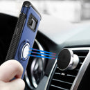 For Galaxy S8 + / G9550 Phone Ring Armor TPU + PC Magnetic suction 360 Degrees Rotation Magnetic Phone Ring Stent Combination Case(Blue)