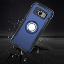 For Galaxy S8 + / G9550 Phone Ring Armor TPU + PC Magnetic suction 360 Degrees Rotation Magnetic Phone Ring Stent Combination Case(Blue)