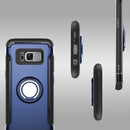 For Galaxy S8 + / G9550 Phone Ring Armor TPU + PC Magnetic suction 360 Degrees Rotation Magnetic Phone Ring Stent Combination Case(Blue)