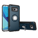 For Galaxy S8 + / G9550 Phone Ring Armor TPU + PC Magnetic suction 360 Degrees Rotation Magnetic Phone Ring Stent Combination Case(Navy Blue)