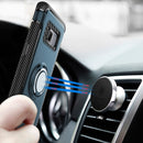 For Galaxy S8 + / G9550 Phone Ring Armor TPU + PC Magnetic suction 360 Degrees Rotation Magnetic Phone Ring Stent Combination Case(Navy Blue)