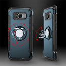 For Galaxy S8 + / G9550 Phone Ring Armor TPU + PC Magnetic suction 360 Degrees Rotation Magnetic Phone Ring Stent Combination Case(Navy Blue)