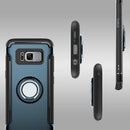 For Galaxy S8 + / G9550 Phone Ring Armor TPU + PC Magnetic suction 360 Degrees Rotation Magnetic Phone Ring Stent Combination Case(Navy Blue)