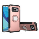 For Galaxy S8 + / G9550 Phone Ring Armor TPU + PC Magnetic suction 360 Degrees Rotation Magnetic Phone Ring Stent Combination Case(Rose Gold)