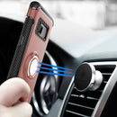 For Galaxy S8 + / G9550 Phone Ring Armor TPU + PC Magnetic suction 360 Degrees Rotation Magnetic Phone Ring Stent Combination Case(Rose Gold)