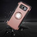 For Galaxy S8 + / G9550 Phone Ring Armor TPU + PC Magnetic suction 360 Degrees Rotation Magnetic Phone Ring Stent Combination Case(Rose Gold)