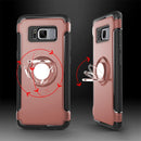 For Galaxy S8 + / G9550 Phone Ring Armor TPU + PC Magnetic suction 360 Degrees Rotation Magnetic Phone Ring Stent Combination Case(Rose Gold)