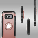 For Galaxy S8 + / G9550 Phone Ring Armor TPU + PC Magnetic suction 360 Degrees Rotation Magnetic Phone Ring Stent Combination Case(Rose Gold)