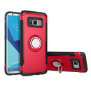 For Galaxy S8 + / G9550 Phone Ring Armor TPU + PC Magnetic suction 360 Degrees Rotation Magnetic Phone Ring Stent Combination Case(Red)