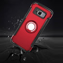 For Galaxy S8 + / G9550 Phone Ring Armor TPU + PC Magnetic suction 360 Degrees Rotation Magnetic Phone Ring Stent Combination Case(Red)