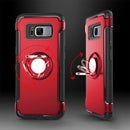 For Galaxy S8 + / G9550 Phone Ring Armor TPU + PC Magnetic suction 360 Degrees Rotation Magnetic Phone Ring Stent Combination Case(Red)