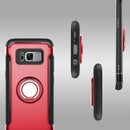 For Galaxy S8 + / G9550 Phone Ring Armor TPU + PC Magnetic suction 360 Degrees Rotation Magnetic Phone Ring Stent Combination Case(Red)