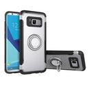 For Galaxy S8 + / G9550 Phone Ring Armor TPU + PC Magnetic suction 360 Degrees Rotation Magnetic Phone Ring Stent Combination Case(Silver)