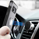 For Galaxy S8 + / G9550 Phone Ring Armor TPU + PC Magnetic suction 360 Degrees Rotation Magnetic Phone Ring Stent Combination Case(Silver)