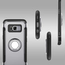For Galaxy S8 + / G9550 Phone Ring Armor TPU + PC Magnetic suction 360 Degrees Rotation Magnetic Phone Ring Stent Combination Case(Silver)