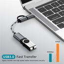 USB 3.0 Female to Micro USB + USB-C / Type-C Male Charging + Transmission OTG Nylon Braided Adapter Cable, Cable Length: 17cm (Gold)