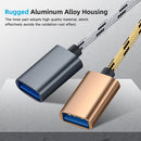 USB 3.0 Female to Micro USB + USB-C / Type-C Male Charging + Transmission OTG Nylon Braided Adapter Cable, Cable Length: 17cm (Gold)