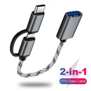 USB 3.0 Female to Micro USB + USB-C / Type-C Male Charging + Transmission OTG Nylon Braided Adapter Cable, Cable Length: 17cm (Gold)