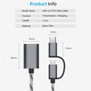 USB 3.0 Female to Micro USB + USB-C / Type-C Male Charging + Transmission OTG Nylon Braided Adapter Cable, Cable Length: 17cm (Gold)
