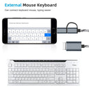USB 3.0 Female to Micro USB + USB-C / Type-C Male Charging + Transmission OTG Nylon Braided Adapter Cable, Cable Length: 17cm (Gold)