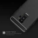 For Galaxy S9+ Brushed Carbon Fiber Texture Soft TPU Anti-skip Protective Cover Back Case(Grey)