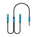2 in 1 3.5mm Male to Double 3.5mm Female TPE High-elastic Audio Cable Splitter, Cable Length: 32cm(Blue)
