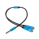 2 in 1 3.5mm Male to Double 3.5mm Female TPE High-elastic Audio Cable Splitter, Cable Length: 32cm(Blue)
