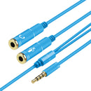 2 in 1 3.5mm Male to Double 3.5mm Female TPE High-elastic Audio Cable Splitter, Cable Length: 32cm(Blue)