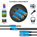 2 in 1 3.5mm Male to Double 3.5mm Female TPE High-elastic Audio Cable Splitter, Cable Length: 32cm(Blue)